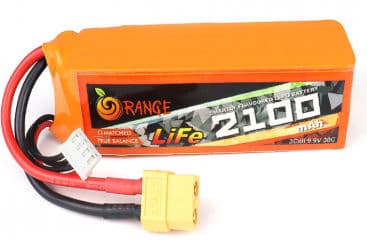 Orange 9.9V 2100mAh 30C 3S Lithium Iron Phosphate (LiFePO4) Battery Pack