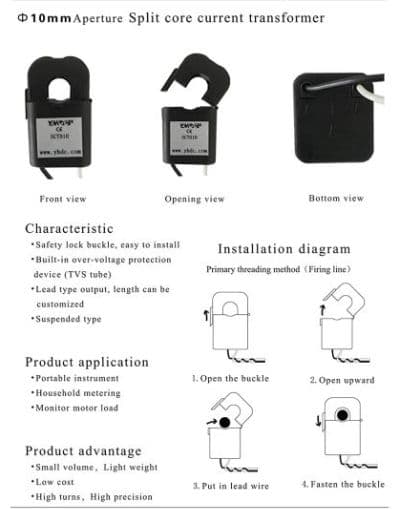 YHDC SCT010 20A 20mA Split Core Current Transformer - Thumbnail 4