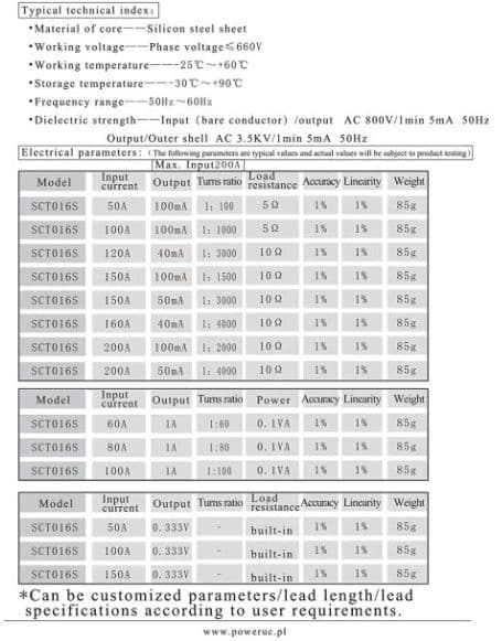 YHDC SCT016S 200A 100mA Split Core Current Transformer - Thumbnail 5