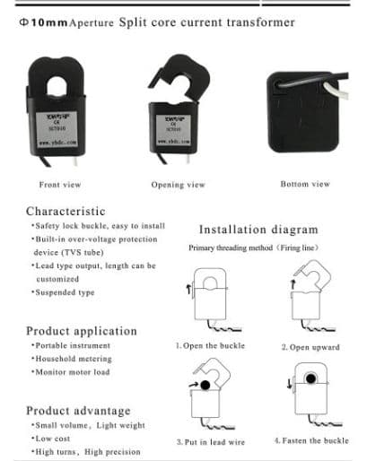 YHDC SCT010 50A 50mA Split Core Current Transformer - Thumbnail 5