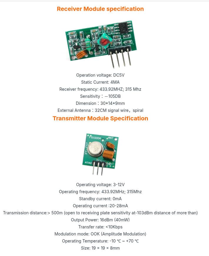 FS1000A 433mHz Tx & Rx RF Radio Module - Thumbnail 3
